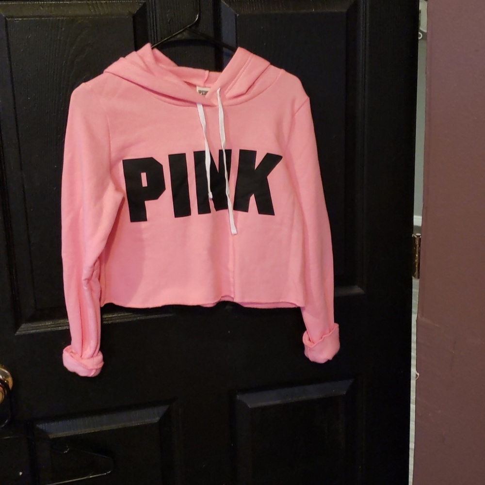 Pink Cropped Hoodie